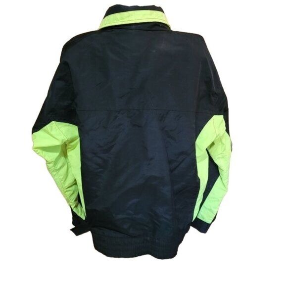 Vintage White Sierra Unisex Large Neon Windbreaker Warm Up Jacket Black Green - Picture 7 of 14